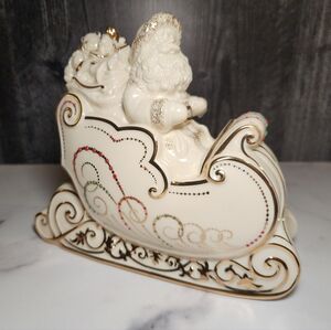 LENOX Dash Away All Santa And  Sleigh|Lenox Christmas Reindeer| With foam